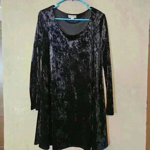 LOLO vintage crushed velvet black baby doll dress size L